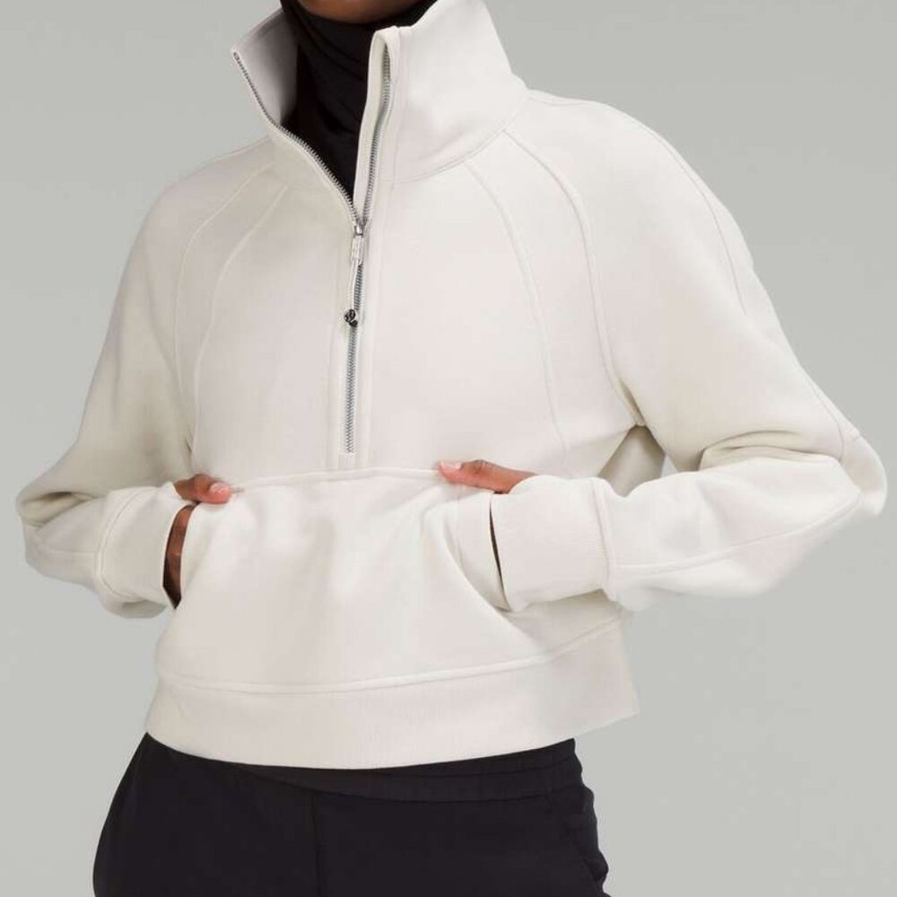 Lululemon Scuba Oversized Funnel Neck Half Zip M/L in Bone